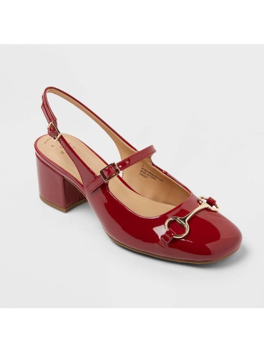 Women's Lucky Square Toe Mary Jane Heel with Memory Foam Insole - a New Day Red